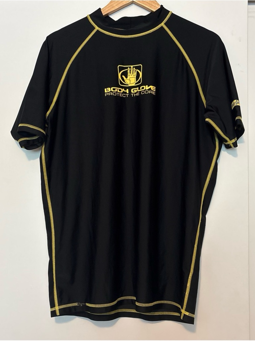 Body Glove Black Rash Guard with Yellow Stitching